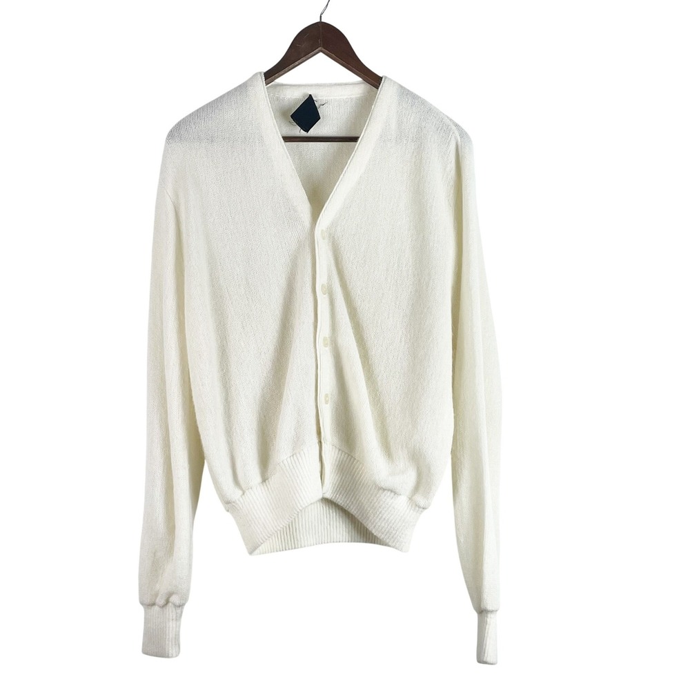 Dimension by Milford Boyfriend Cardigan Cream Vintage Mohair Blend V-Neck Sz M